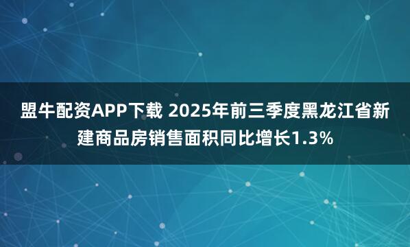盟牛配资APP下载 2025年前三季度黑龙江省新建商品房销售面积同比增长1.3%