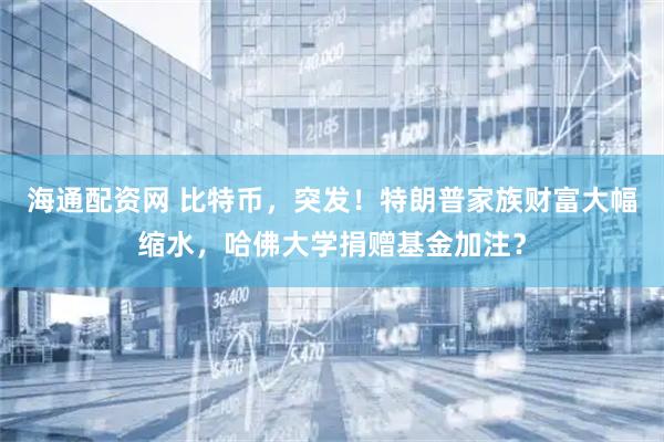海通配资网 比特币，突发！特朗普家族财富大幅缩水，哈佛大学捐赠基金加注？